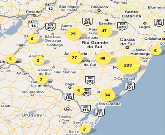 Mapa atropelamentos RS 2010 V2.R1